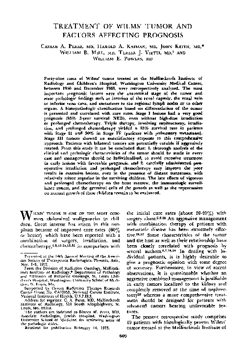 (PDF) Treatment of Wilms' tumor and factors affecting prognosis