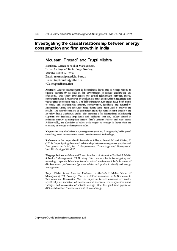 (PDF) Investigating the causal relationship between energy consumption ...