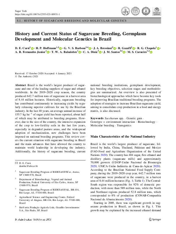 (PDF) History and Current Status of Sugarcane Breeding, Germplasm ...