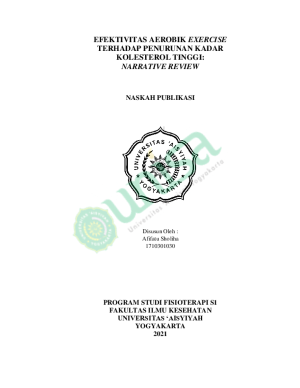 Efektivitas Aerobik Exercise Terhadap Penurunan Kadar Kolesterol Tinggi: Narrative Review