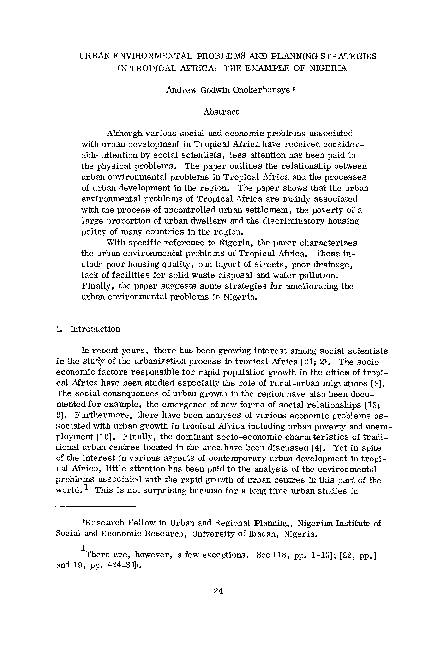 (PDF) Urban environmental problems and planning strategies in Tropical ...