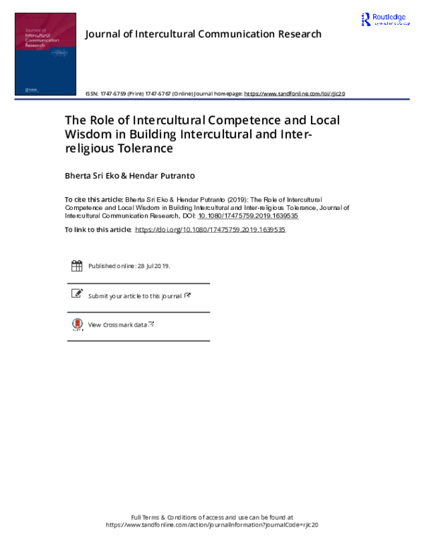 (PDF) The Role of Intercultural Competence and Local Wisdom in Building ...