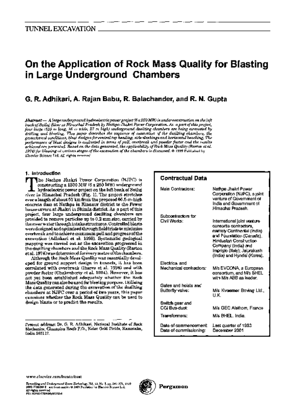(PDF) On the application of rock mass quality for blasting in large ...