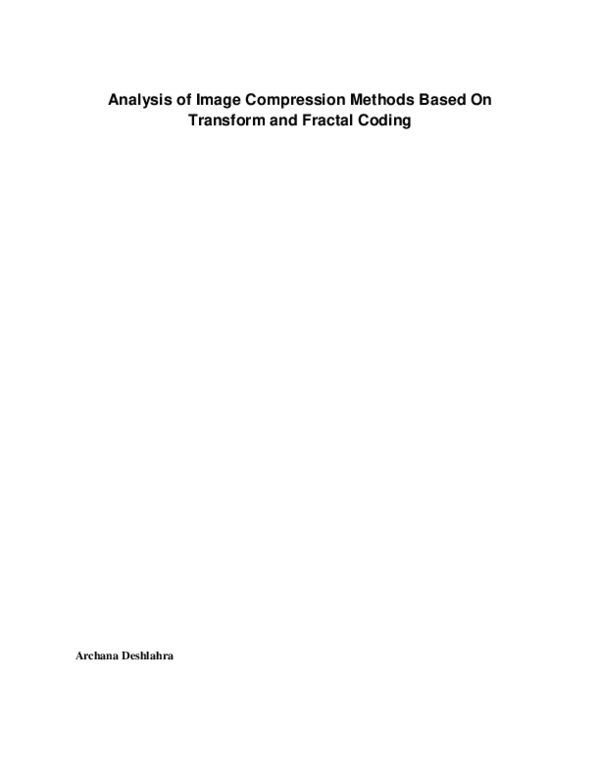 (PDF) Analysis of Image Compression Methods Based On Transform and ...