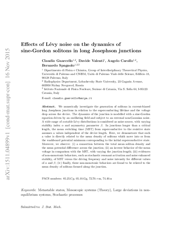 (PDF) Effects of Lévy noise on the dynamics of sine-Gordon solitons in ...
