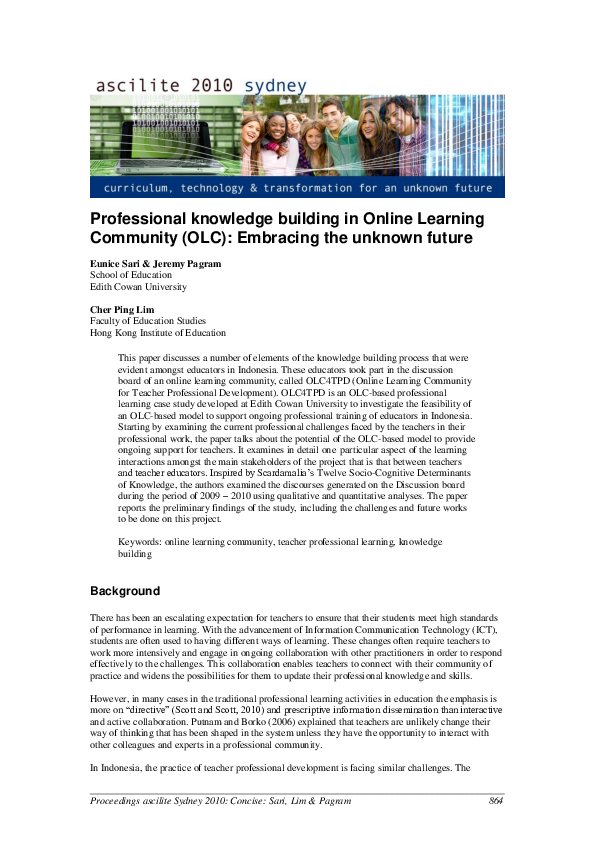 (PDF) Professional knowledge building in Online Learning Community (OLC ...