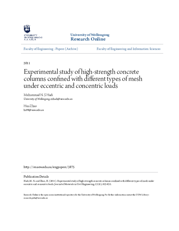 (PDF) Experimental Study of High-Strength Concrete Columns Confined ...