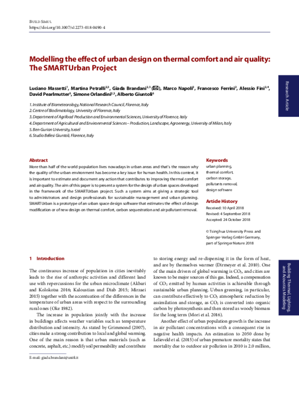 (PDF) Modelling the effect of urban design on thermal comfort and air ...