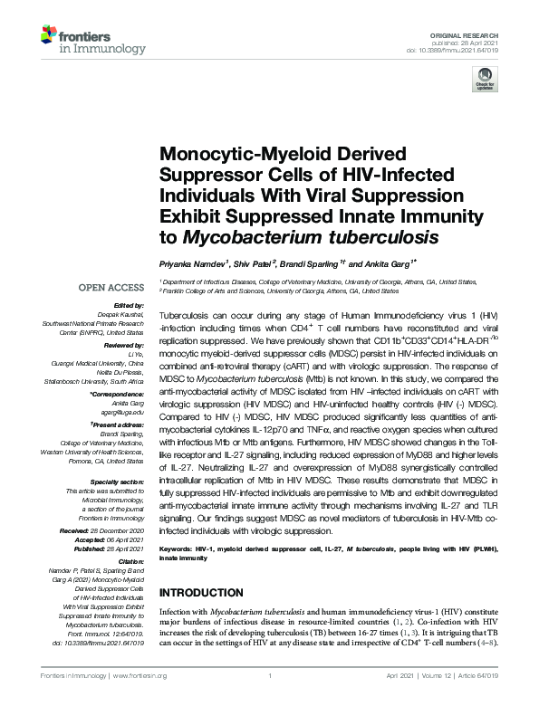 (PDF) Monocytic-Myeloid Derived Suppressor Cells of HIV-Infected ...
