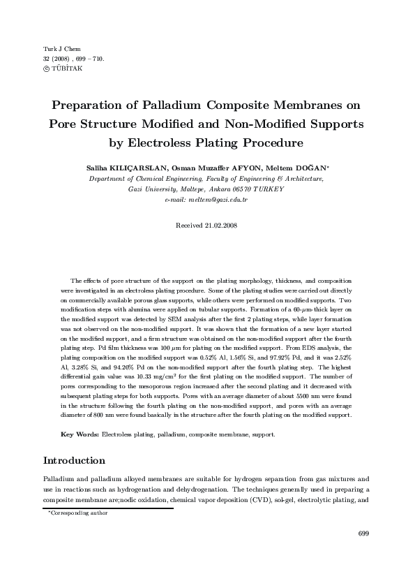 (PDF) Preparation of Palladium Composite Membranes on Pore Structure ...