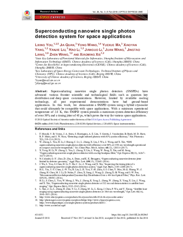 (PDF) Superconducting nanowire single-photon detectors for ...