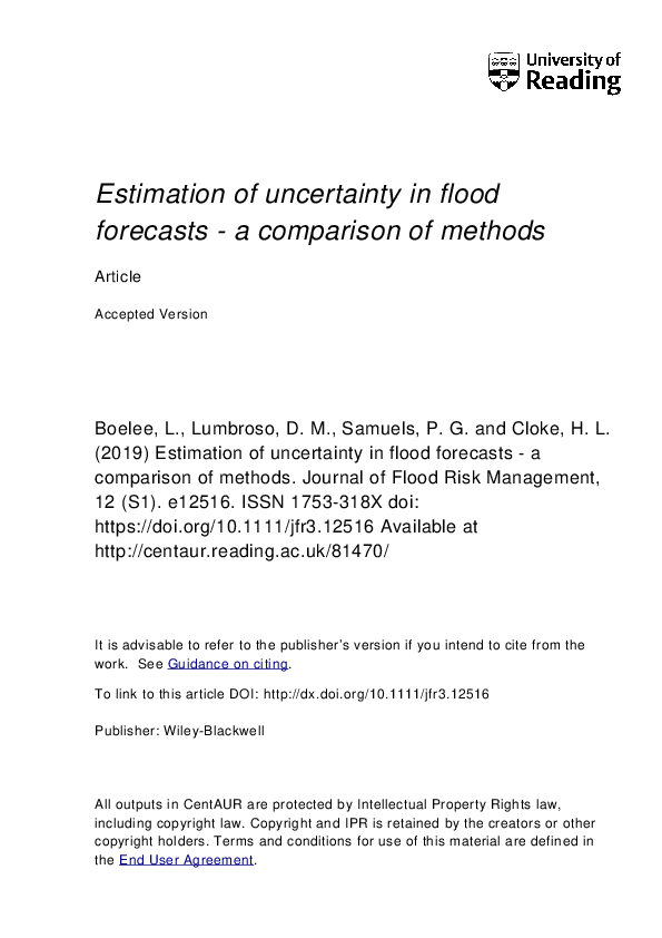 (PDF) Estimation of uncertainty in flood forecasts - a comparison of ...