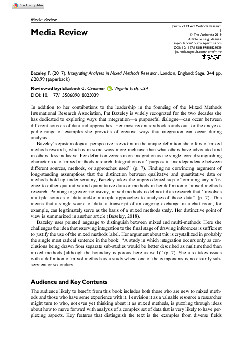 (PDF) Media Review: Integrating Analyses in Mixed Methods Research