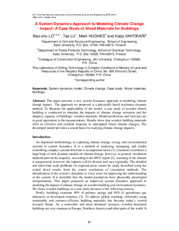 (PDF) A System Dynamics Approach to Modeling Climate Change Impact: A ...