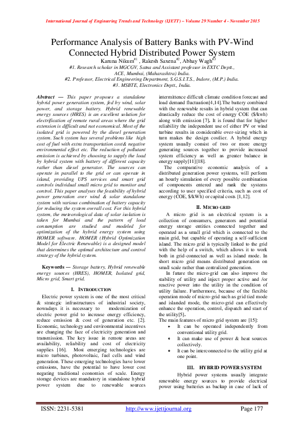 (PDF) Performance Analysis of Battery Banks with PV-Wind Connected ...