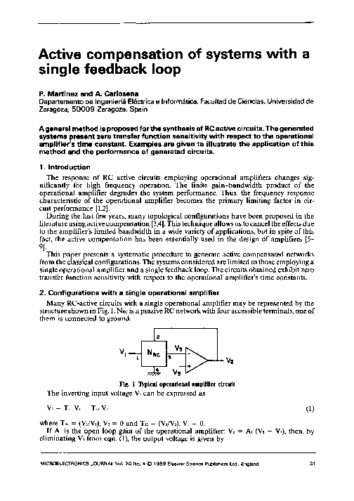 (PDF) Active compensation of systems with a single feedback loop
