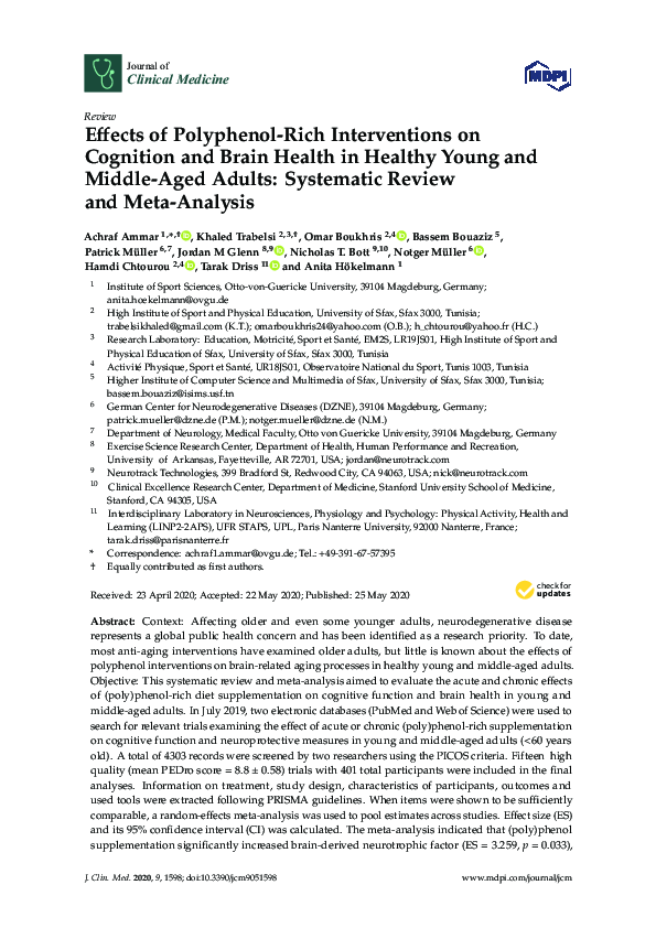 (PDF) Effects of Polyphenol-Rich Interventions on Cognition and Brain ...