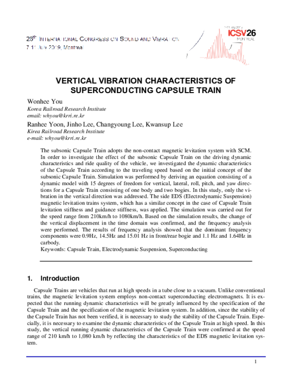 (PDF) Vertical Vibration Characteristics of Superconducting Capsule Train
