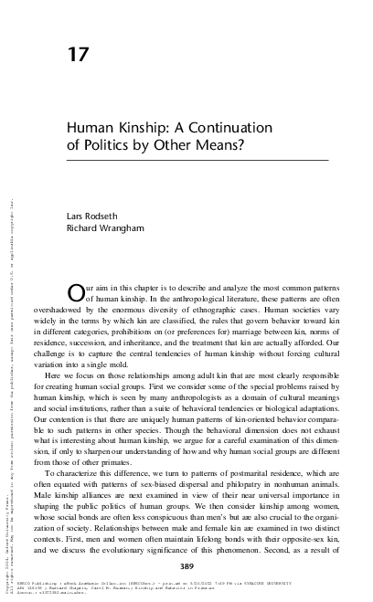 (PDF) Human Kinship: A Continuation of Politics by Other Means ...