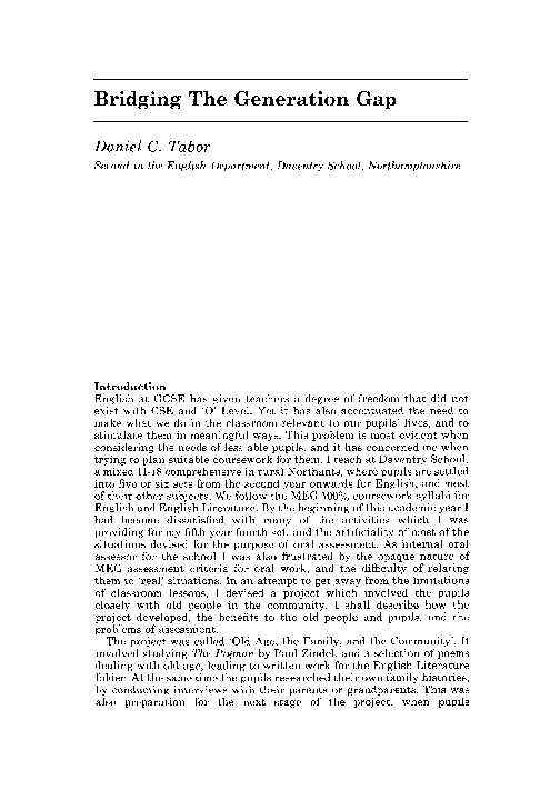 (PDF) Bridging the generation gap
