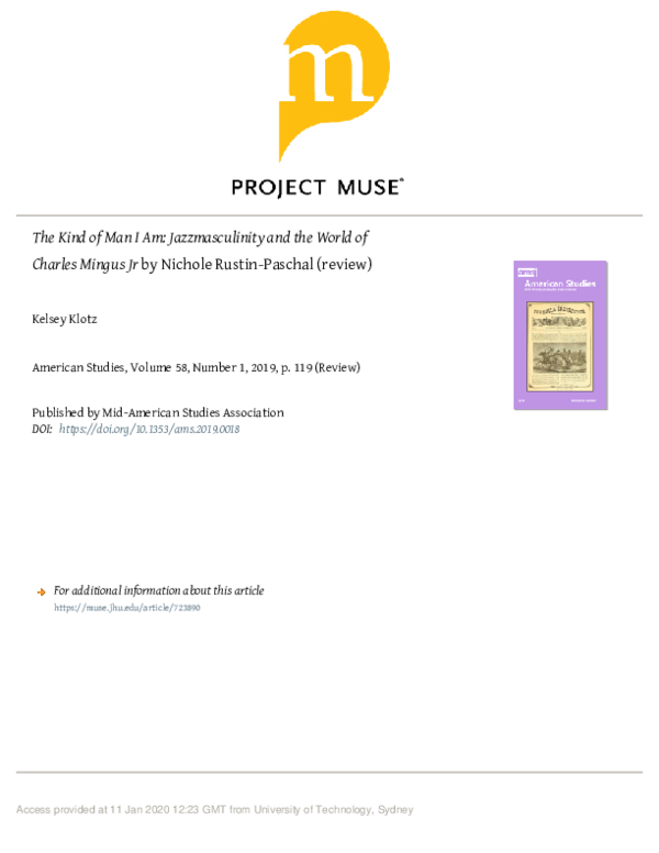 (PDF) The Kind of Man I Am: Jazzmasculinity and the World of Charles ...