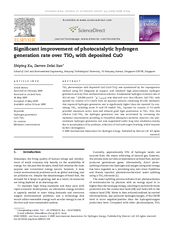 (PDF) Significant improvement of photocatalytic hydrogen generation ...