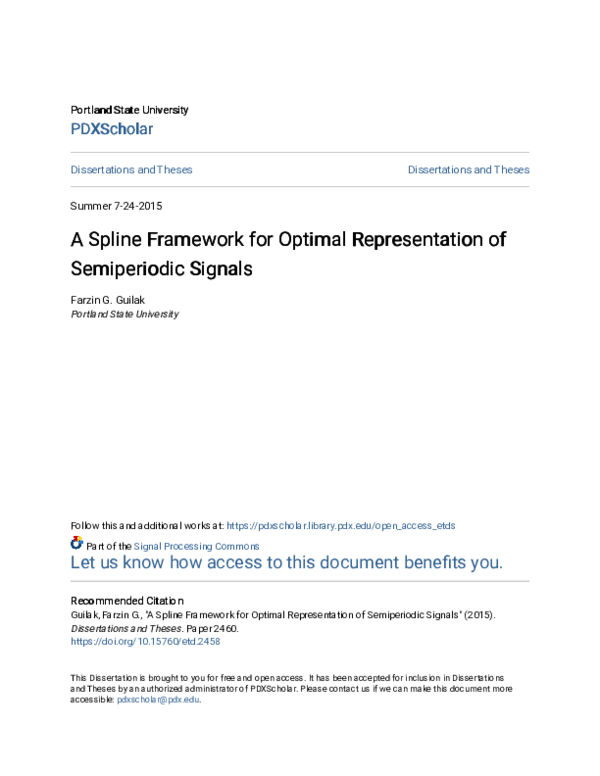 (PDF) A Spline Framework for Optimal Representation of Semiperiodic Signals