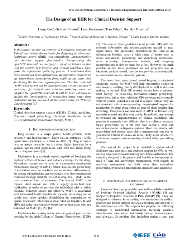 (PDF) The design of an EHR for clinical decision support