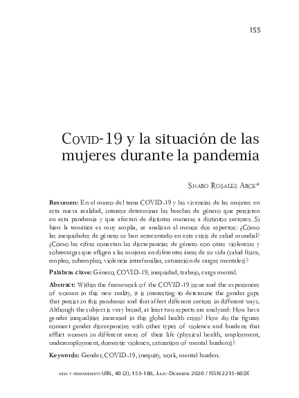 (PDF) COVID-19 y la situación de las mujeres durante la pandemia