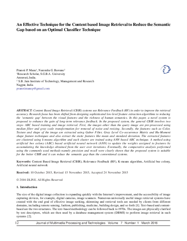 (PDF) An effective technique for the content based image retrieval to ...