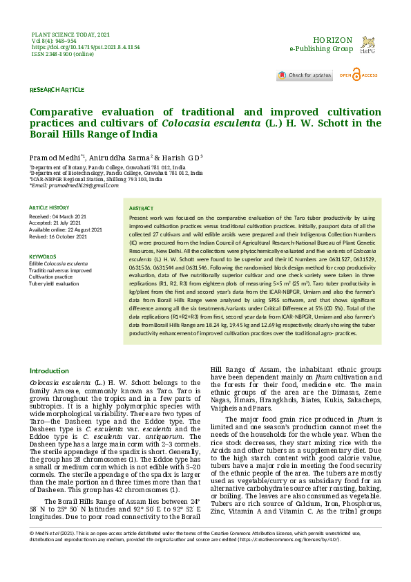 (PDF) Comparative evaluation of traditional and improved cultivation ...