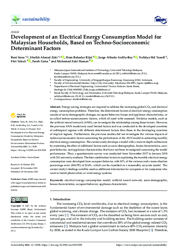 (PDF) Development of an Electrical Energy Consumption Model for ...