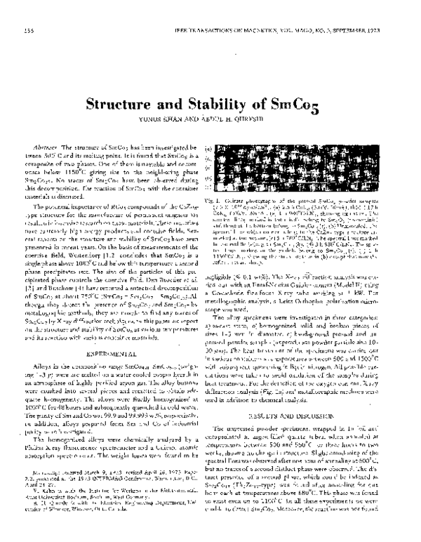 (PDF) Structure and stability of SmCo 5 | Yunus Khan - Academia.edu
