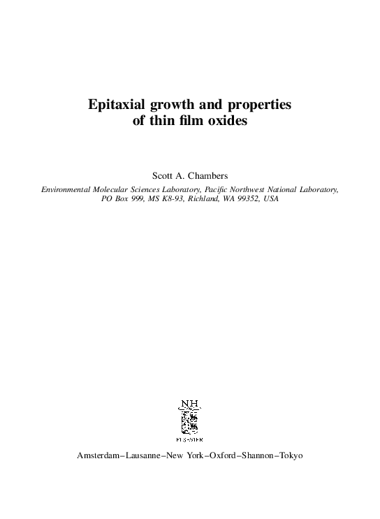(PDF) Epitaxial growth and properties of thin film oxides