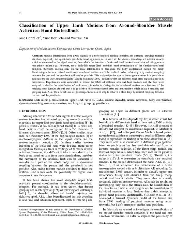 (PDF) Classification of Upper Limb Motions from Around-Shoulder Muscle ...