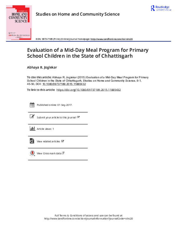 (PDF) Evaluation of a Mid-Day Meal Program for Primary School Children ...