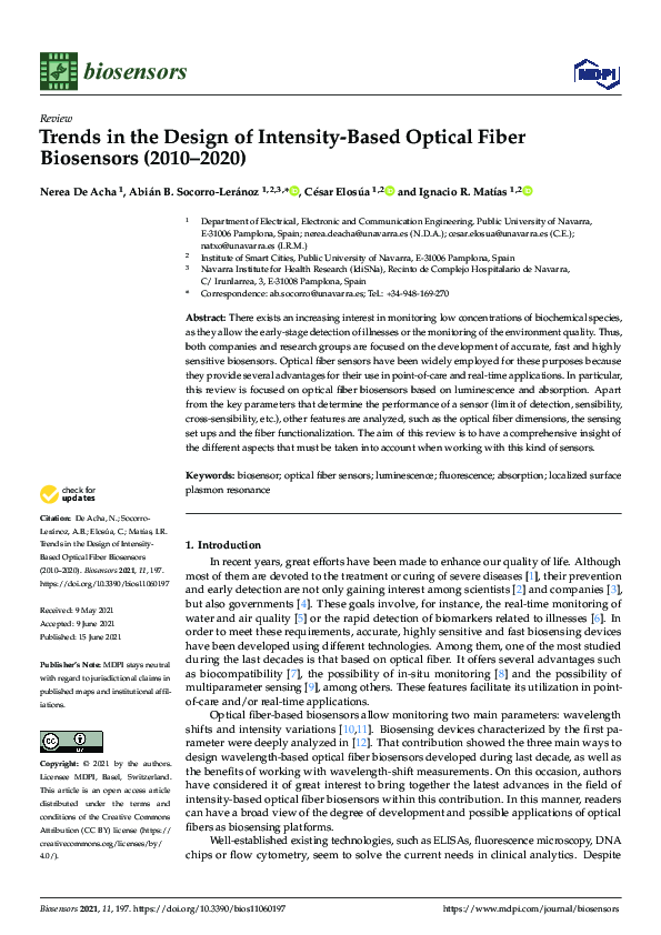 (PDF) Trends in the Design of Intensity-Based Optical Fiber Biosensors ...