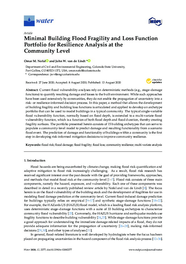 (PDF) Minimal Building Flood Fragility and Loss Function Portfolio for ...