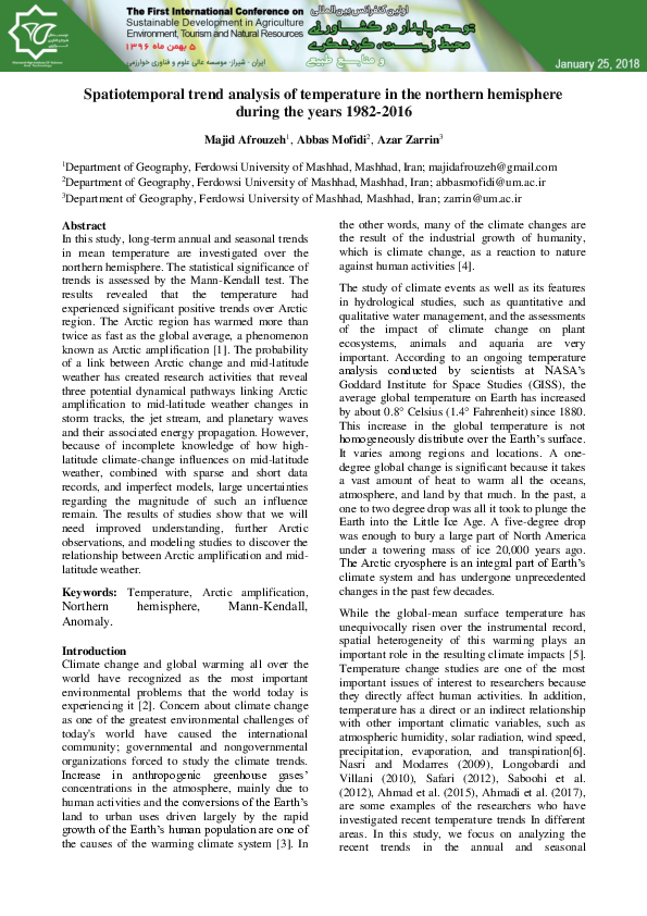 (PDF) Spatiotemporal trend analysis of temperature in the northern ...