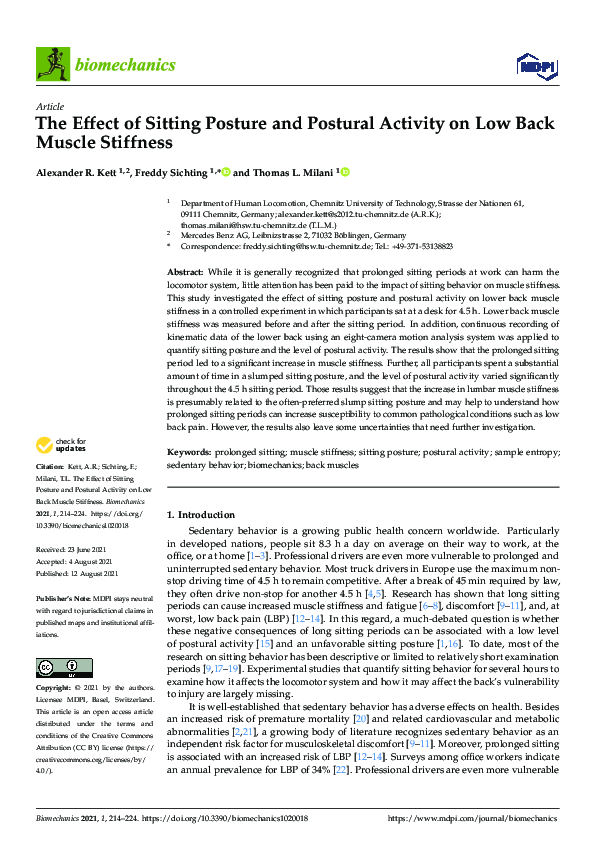 (PDF) The Effect of Sitting Posture and Postural Activity on Low Back ...