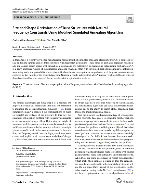 (PDF) Size and Shape Optimization of Truss Structures with Natural ...