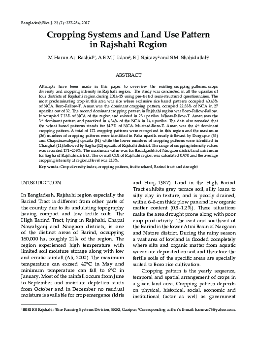 (PDF) Cropping Systems and Land Use Pattern in Rajshahi Region