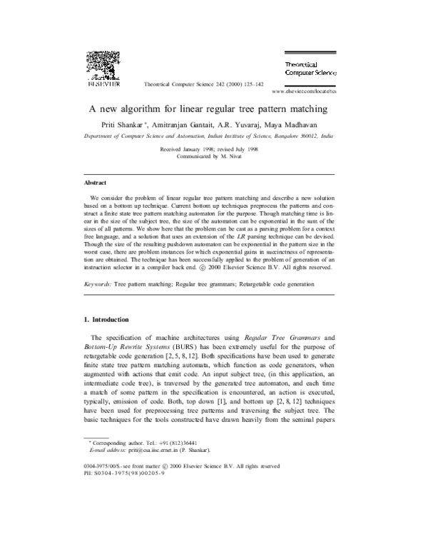 (PDF) A new algorithm for linear regular tree pattern matching