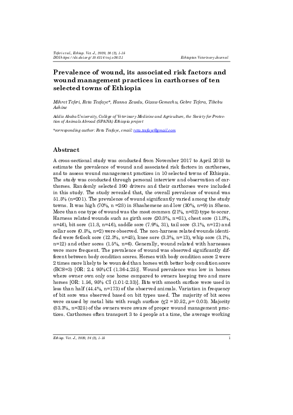 (PDF) Prevalence of wound, its associated risk factors and wound ...