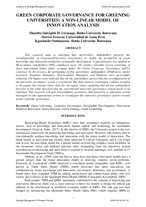 (PDF) Green Corporate Governance for Greening Universities: A Non ...