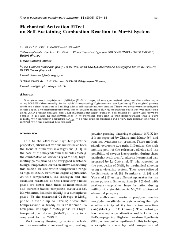 (PDF) Mechanical activation effect on the self-sustaining combustion ...