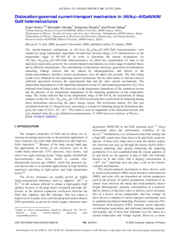 (PDF) Dislocation-governed current-transport mechanism in (Ni/Au)–AlGaN ...