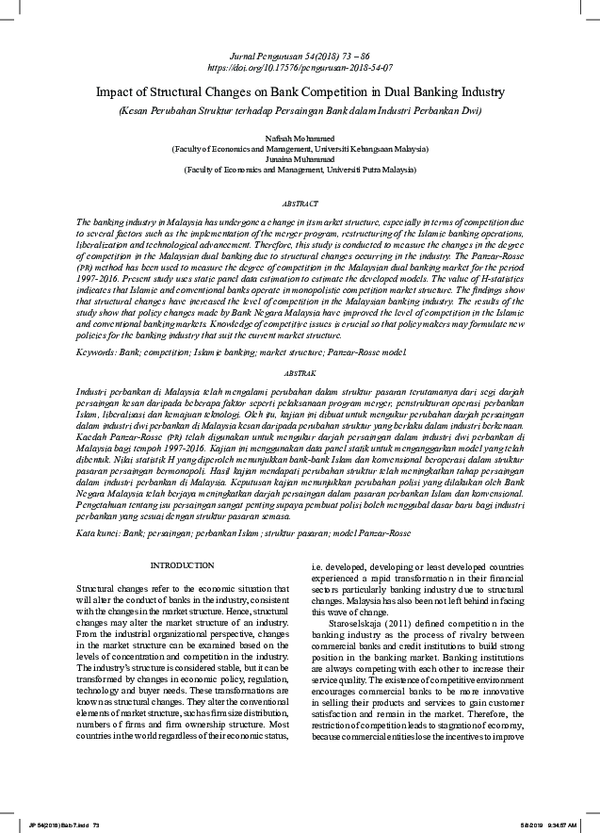 (PDF) Impact of Structural Changes on Bank Competition in Dual Banking ...