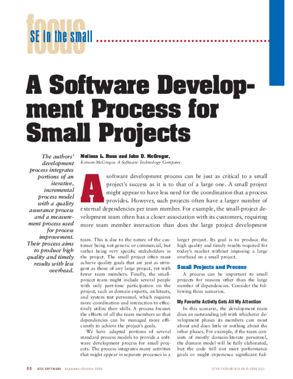 (PDF) A Software Development Process for Small Projects