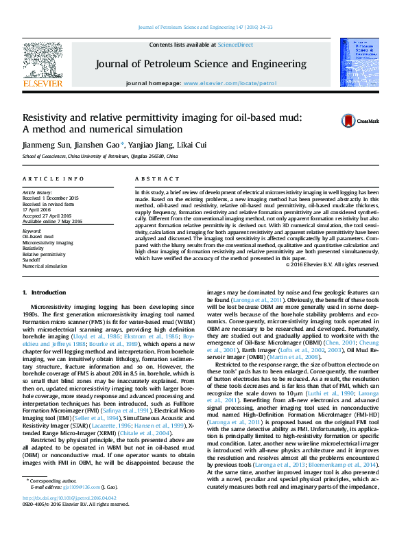 (PDF) Resistivity and relative permittivity imaging for oilbased mud